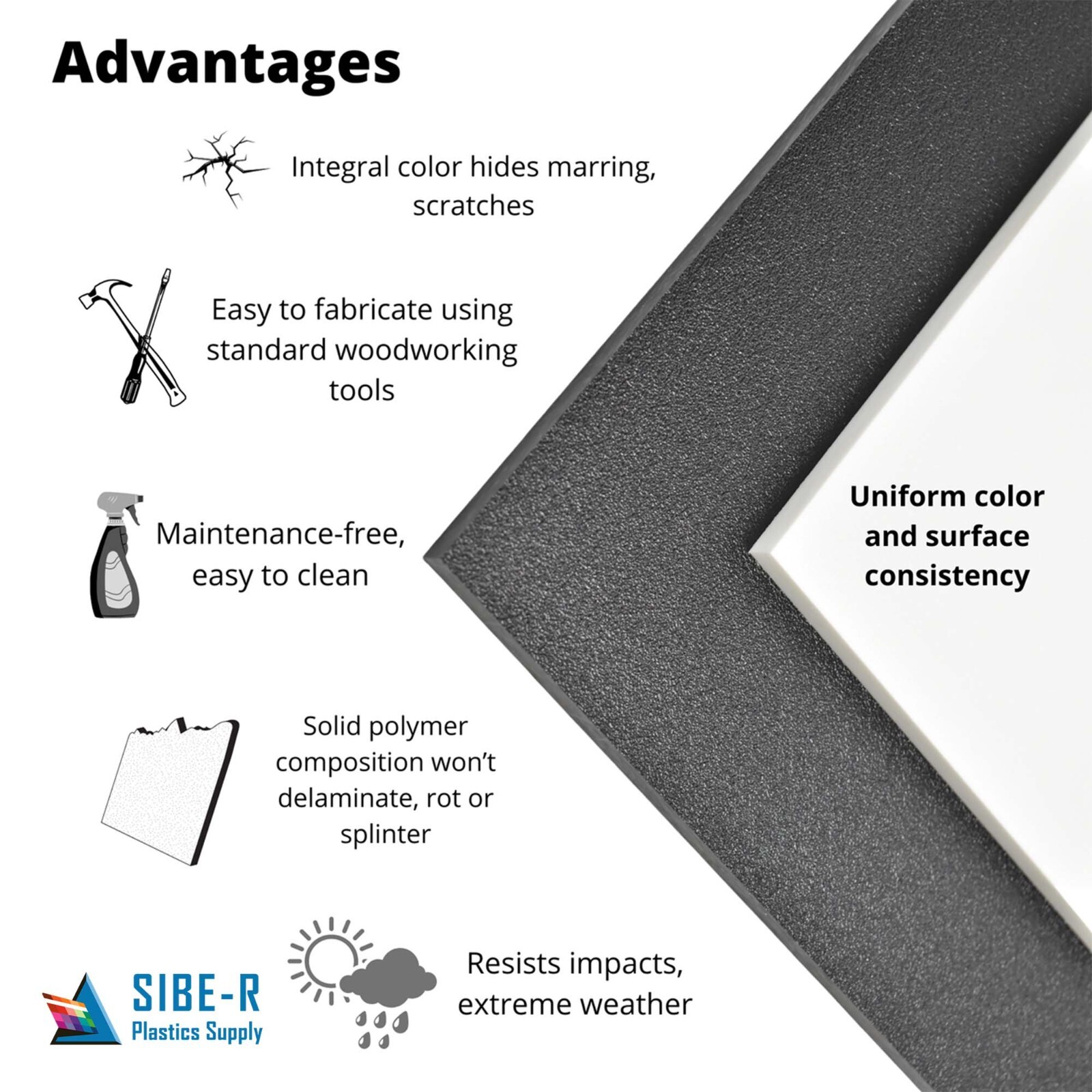 POLYETHYLENE NON-TEXTURED BLACK HDPE PLASTIC SHEET 1/8″ X 6″ X 12″