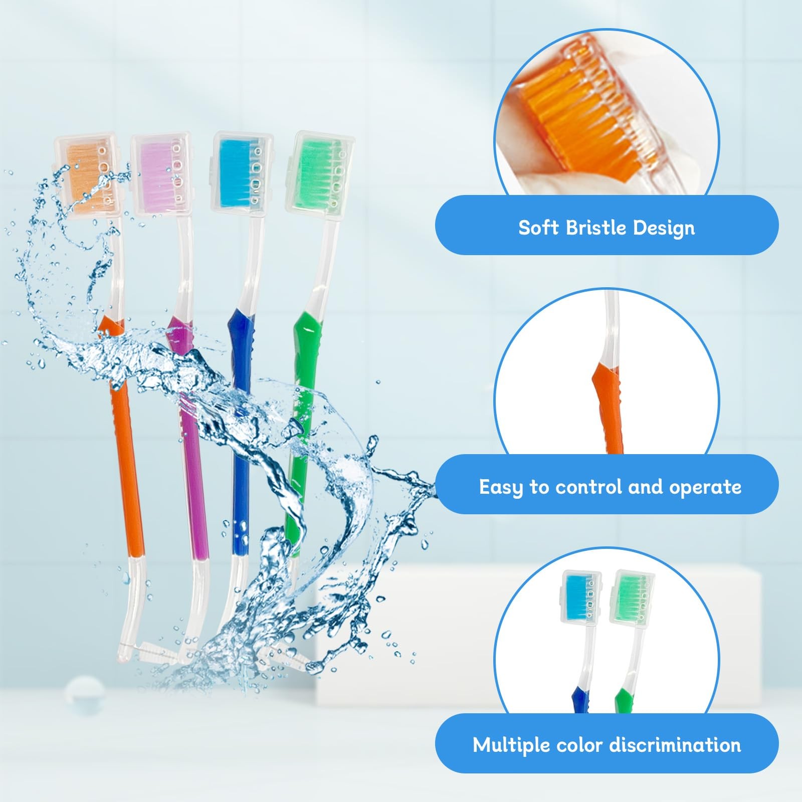 Ceonam 4-Pack Orthodontic Toothbrushes with Double-Ended Design – Multicolor