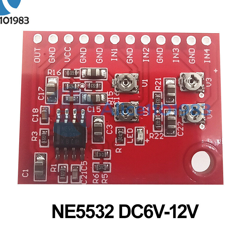 NE5532 DC6-12V / TDA1308 DC3-6V Mono 4 Channel Input Audio Mixing Board Module