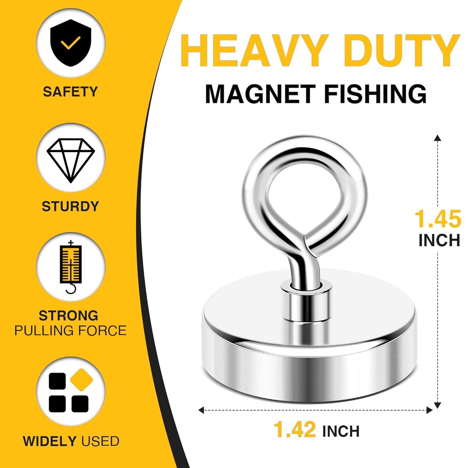 150lbs Pulling Force Neodymium Fishing Magnet 1.42in for Safe Retrieval