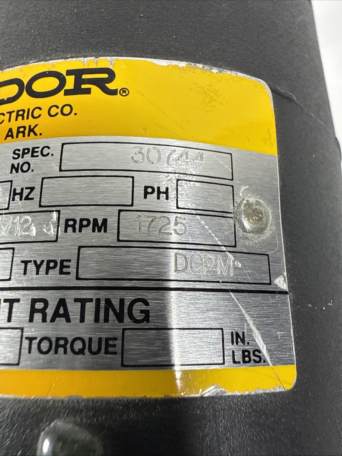 Baldor Motor HP 1/12 VOLTS 90DC RPM 1725 DCPM