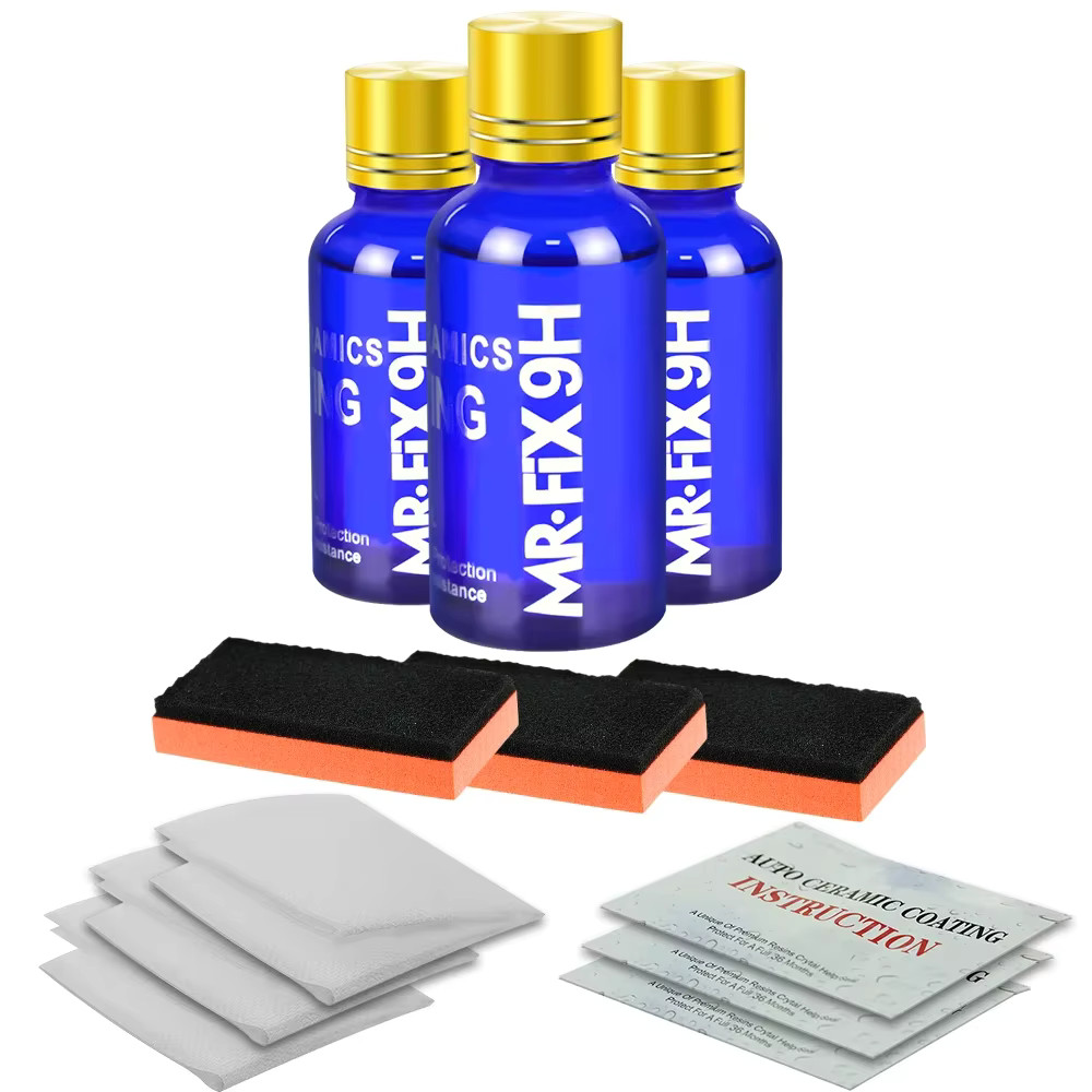 3PCS 9H Car Ceramic Coating Kit Super Hydrophobic Nano Glass Protection Fun Gift