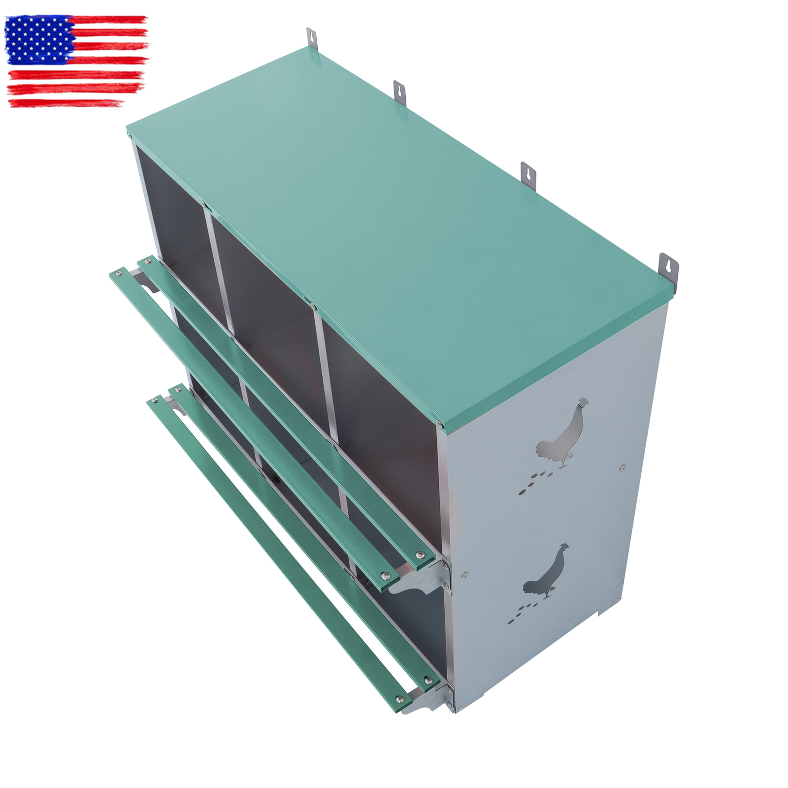 Chicken Nesting Boxes 6 Compartment Metal Poultry Nest Box Wall Mount For Hens