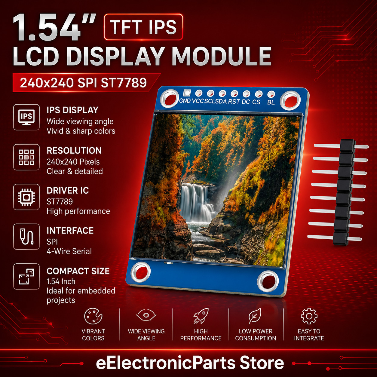 1.54 inch TFT IPS LCD Display Module 240×240 SPI ST7789 for Arduino Raspberry Pi