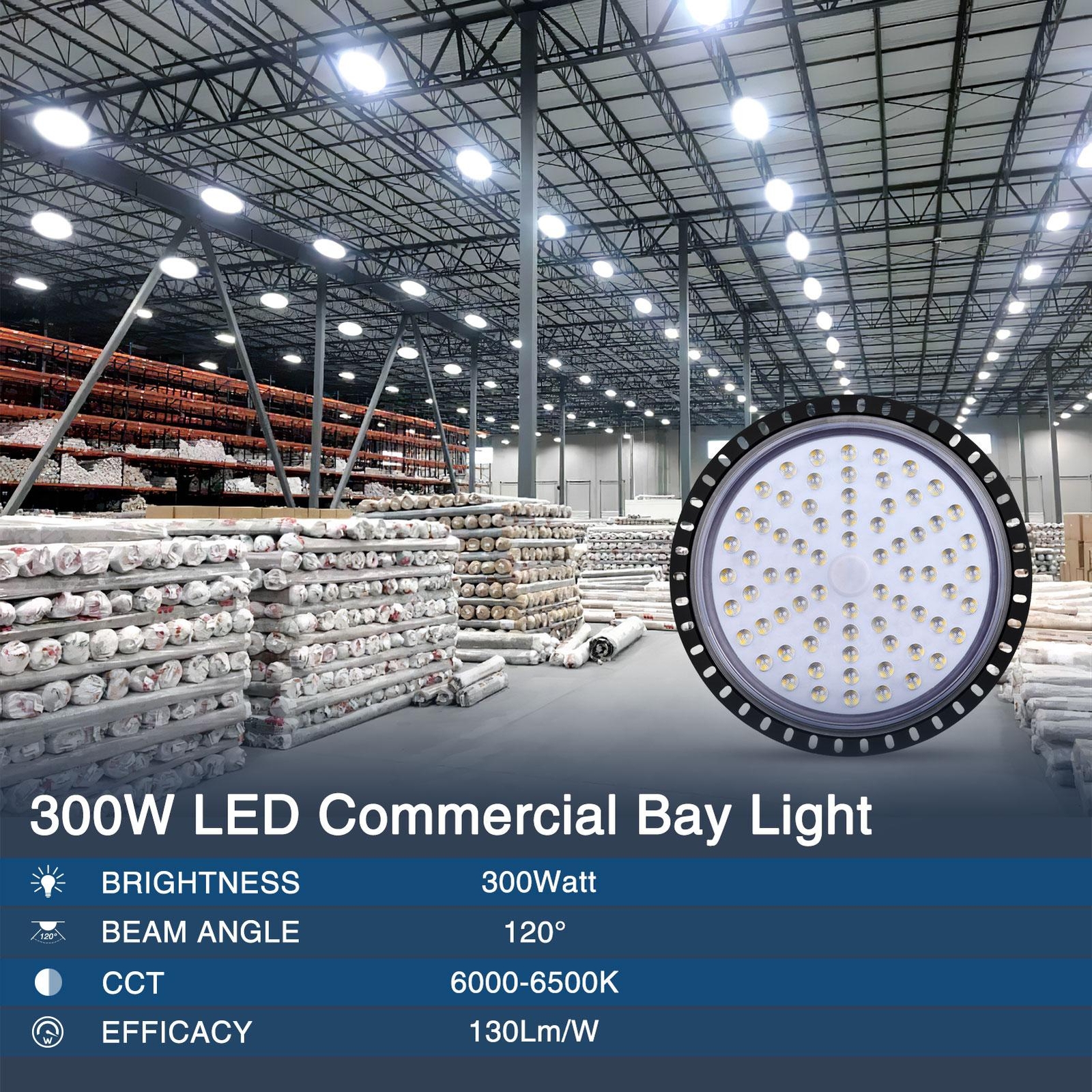 300W Watt UFO LED High Bay Light Warehouse Industrial Light Fixture 30000LM