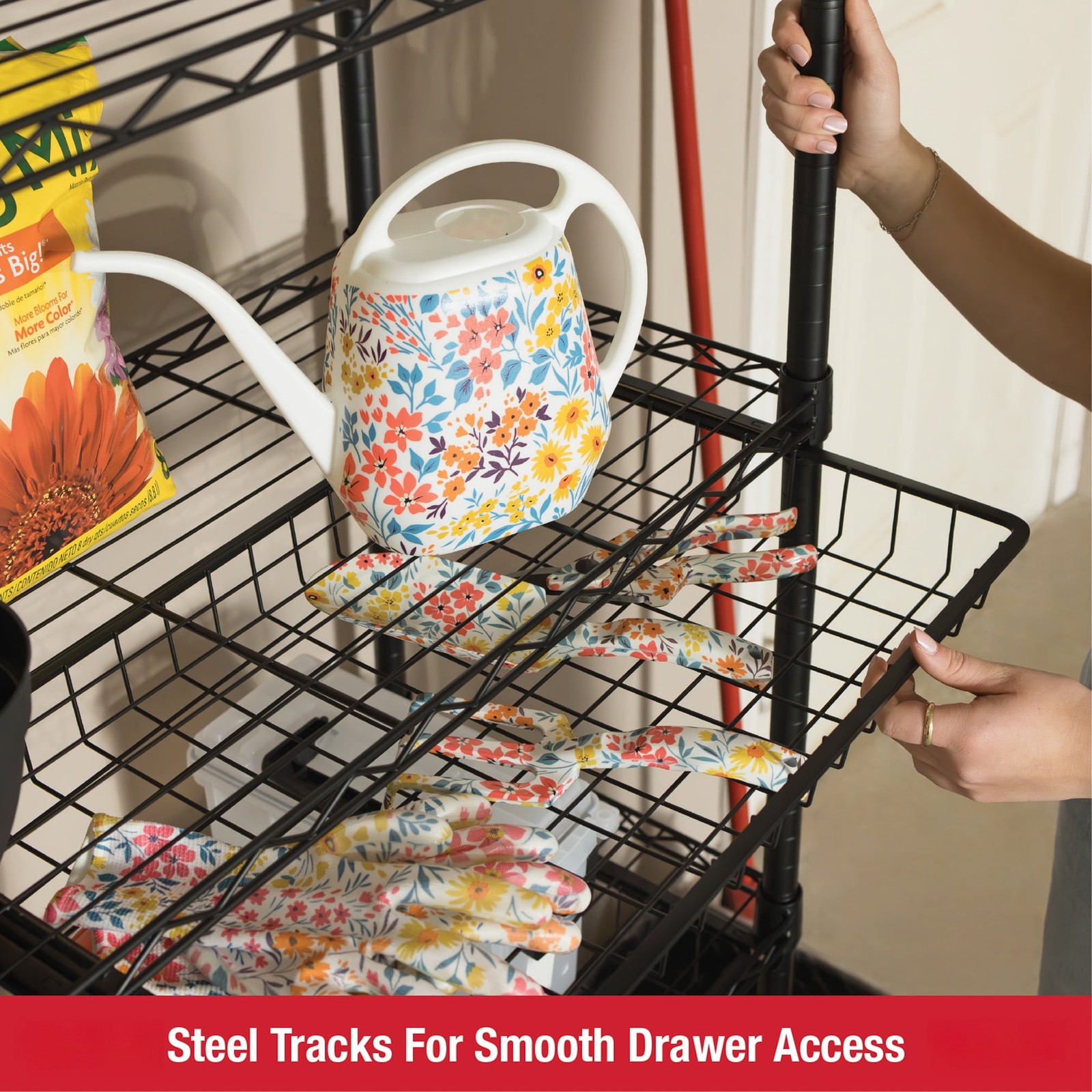 Rubbermaid 85030B 5-Tier Deluxe Heavy Duty Black Wire Shelving Unit with Drawers