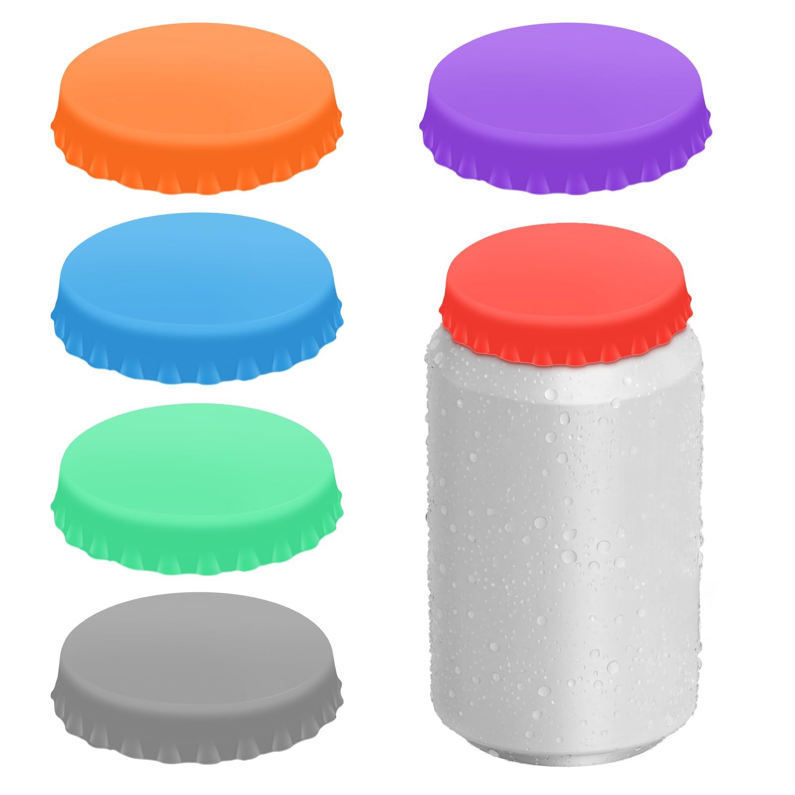 6 PCS Silicone Soda Can Lids,6 Color BPA-Free Reusable Silicone Can Covers, C…