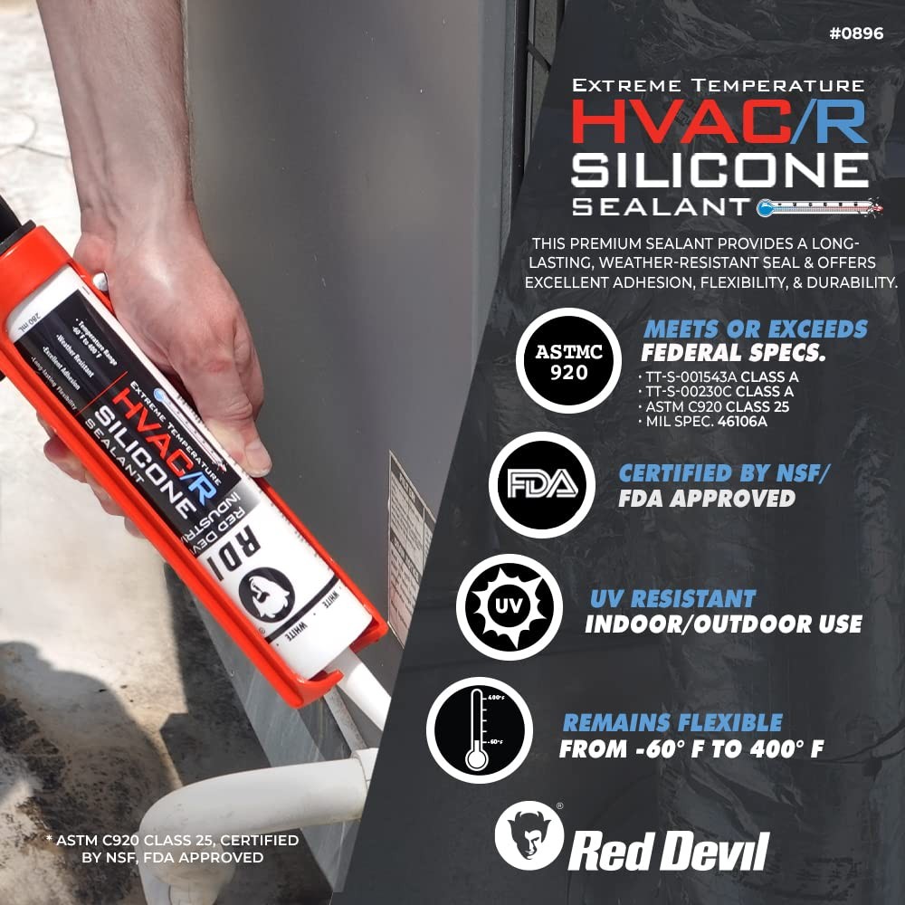 Silicone Sealant HVAC R Extreme Temperature 280ml White 12 Pack 0896 Devil