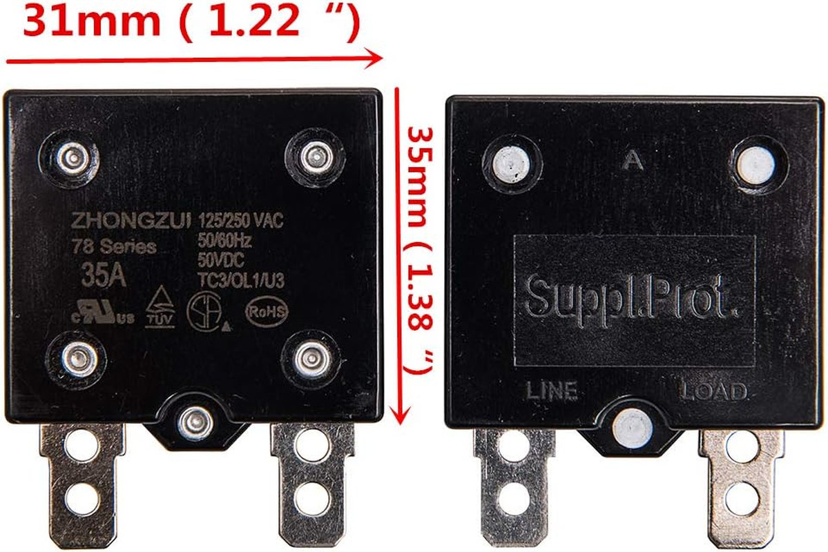 35A 125/250VAC 50/60Hz 50VDC Automatic Reset Relay Fuse, Therma Switch Circuit B