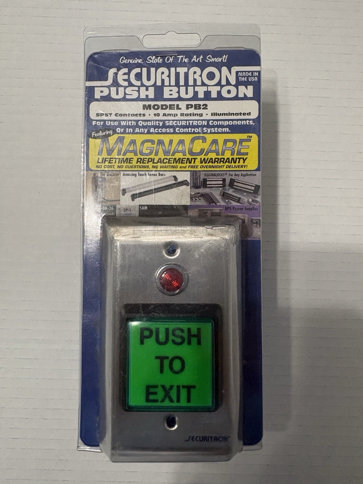 Securitron PB2 Push To Exit Button Wall Mounted 2″ Square