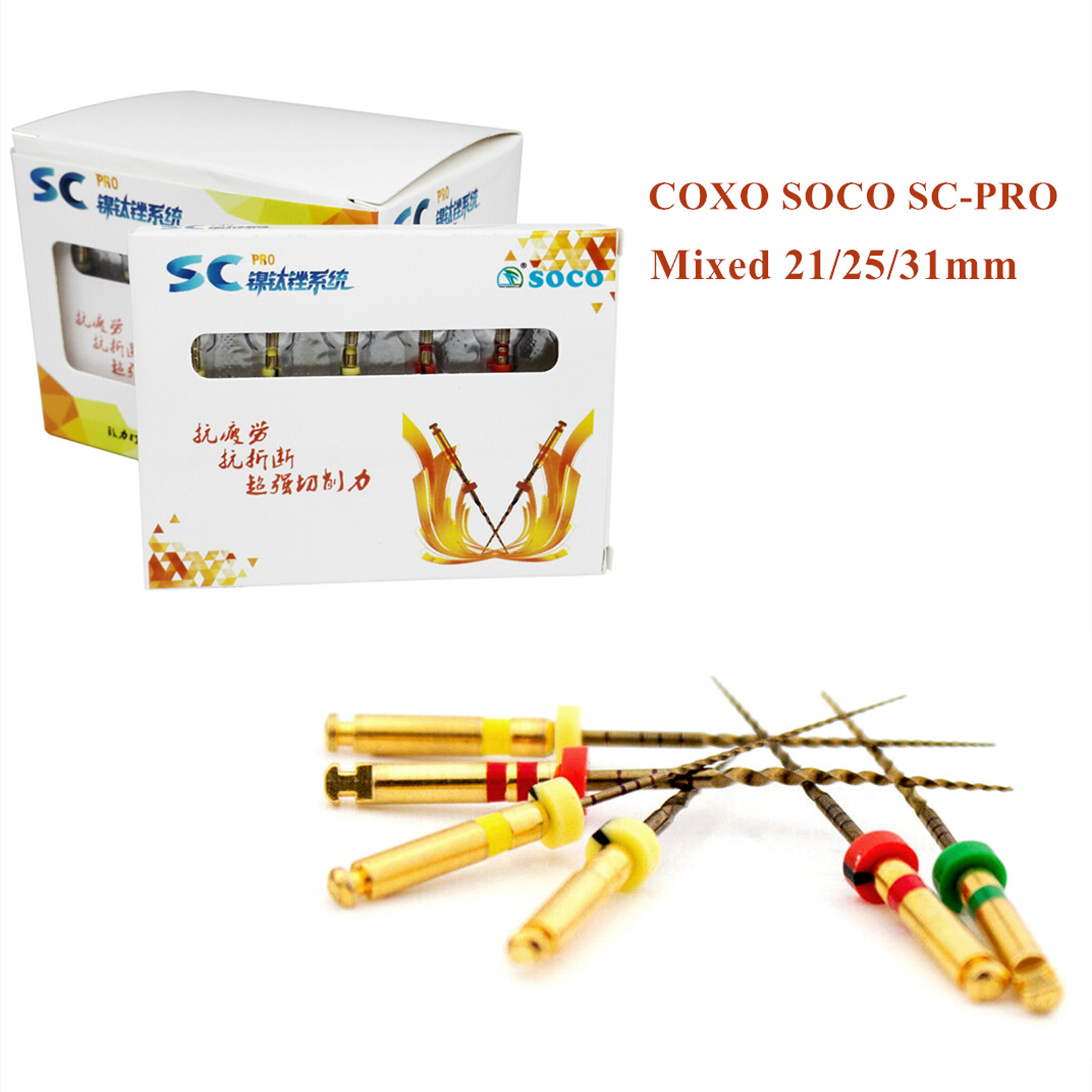 COXO SOCO SC-PRO Endo Controlled Memory NITI Gold Files Mixed 21/25/31mm