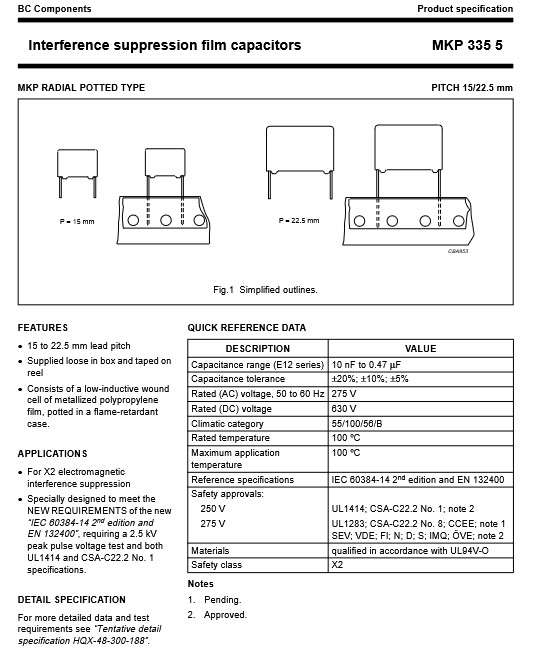 QTY (20) .22uf 250V 275V 20% X2 METALLIZED POLYPROPYLENE FILM 2222-335-59121 BC