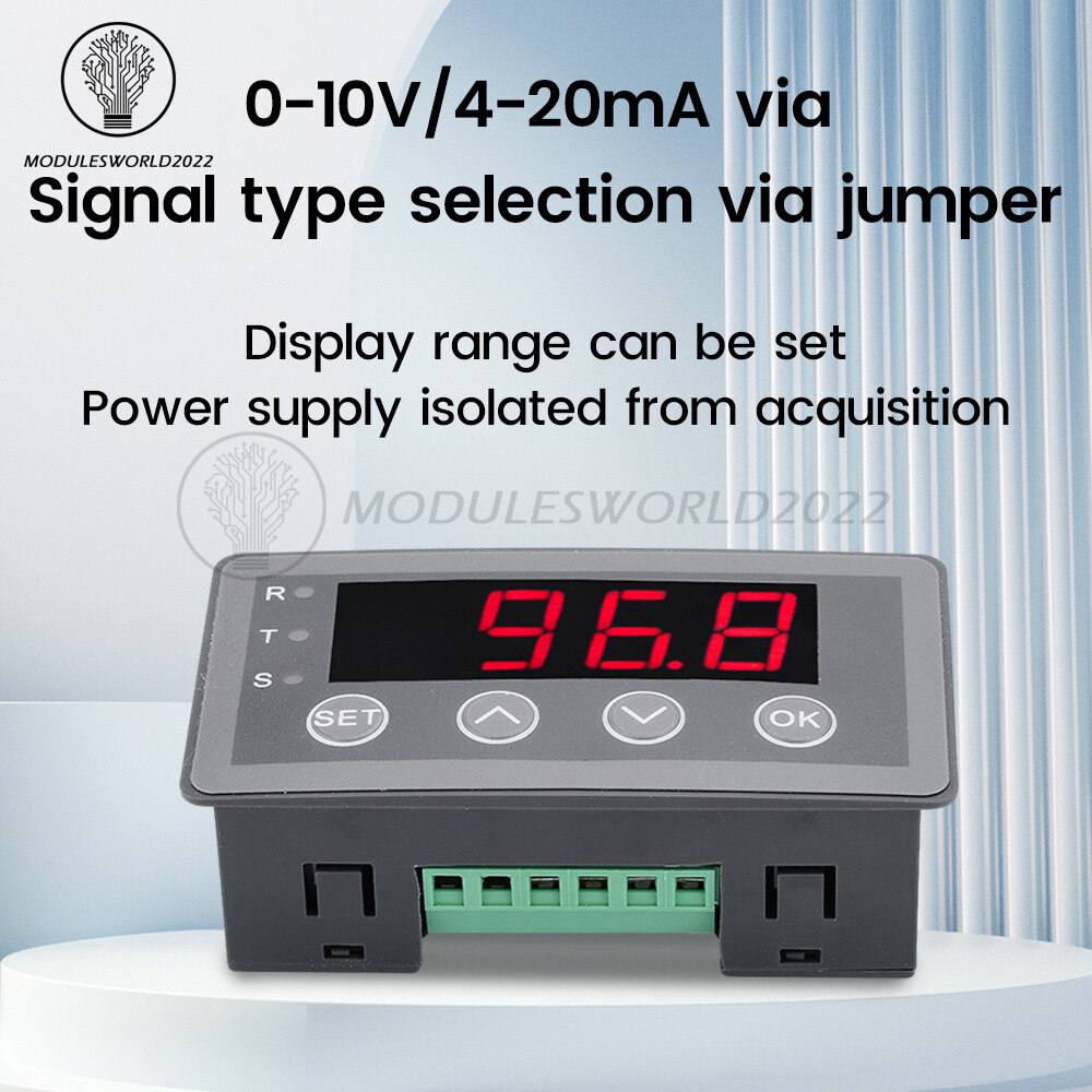 0-10V 0-20mA 2-10V 4-20mA 4-Wire Analog Input (Reception) Display Meter DC 8~25V