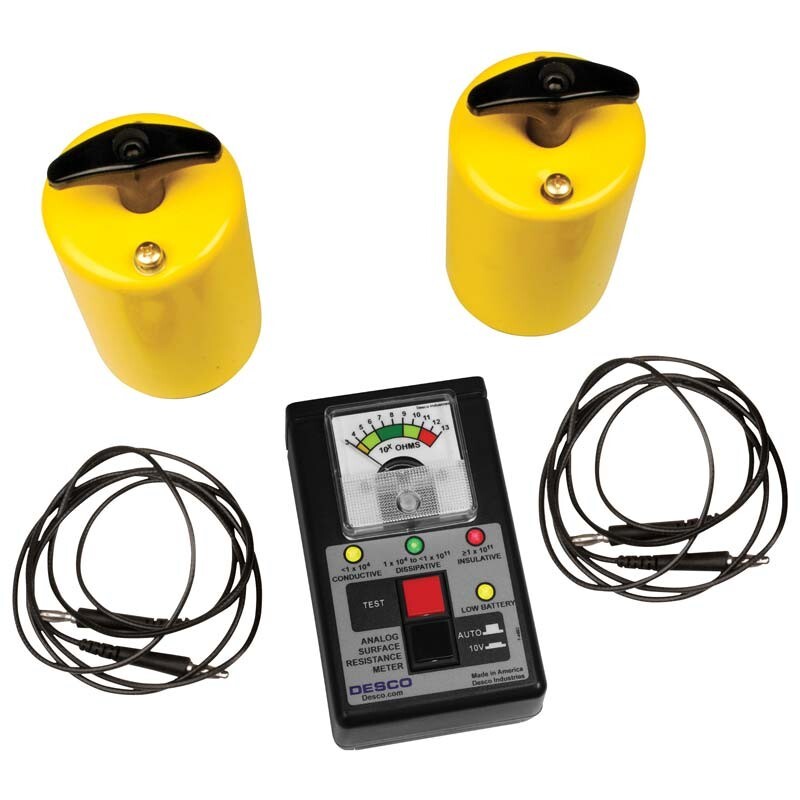 Desco 19784 Analog Surface Resistance Meter Kit w/ Two 5lb Weights, NIST Calibr.