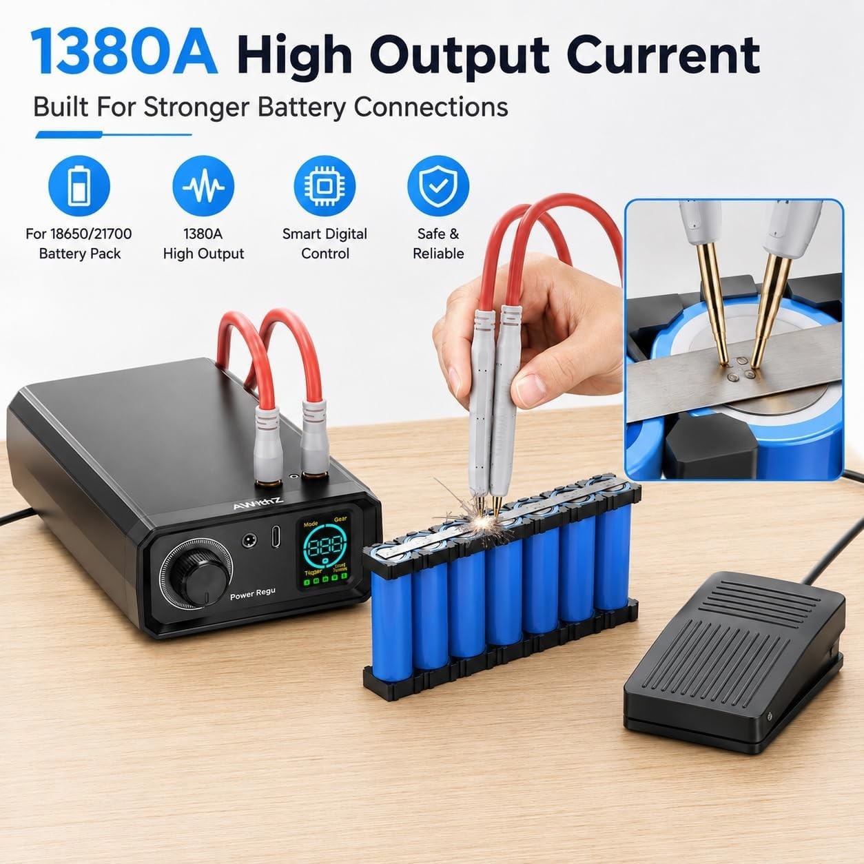 AWithZ 9000W Portable Spot Welder Battery Welder 100 Levels for 18650 21700 DIY