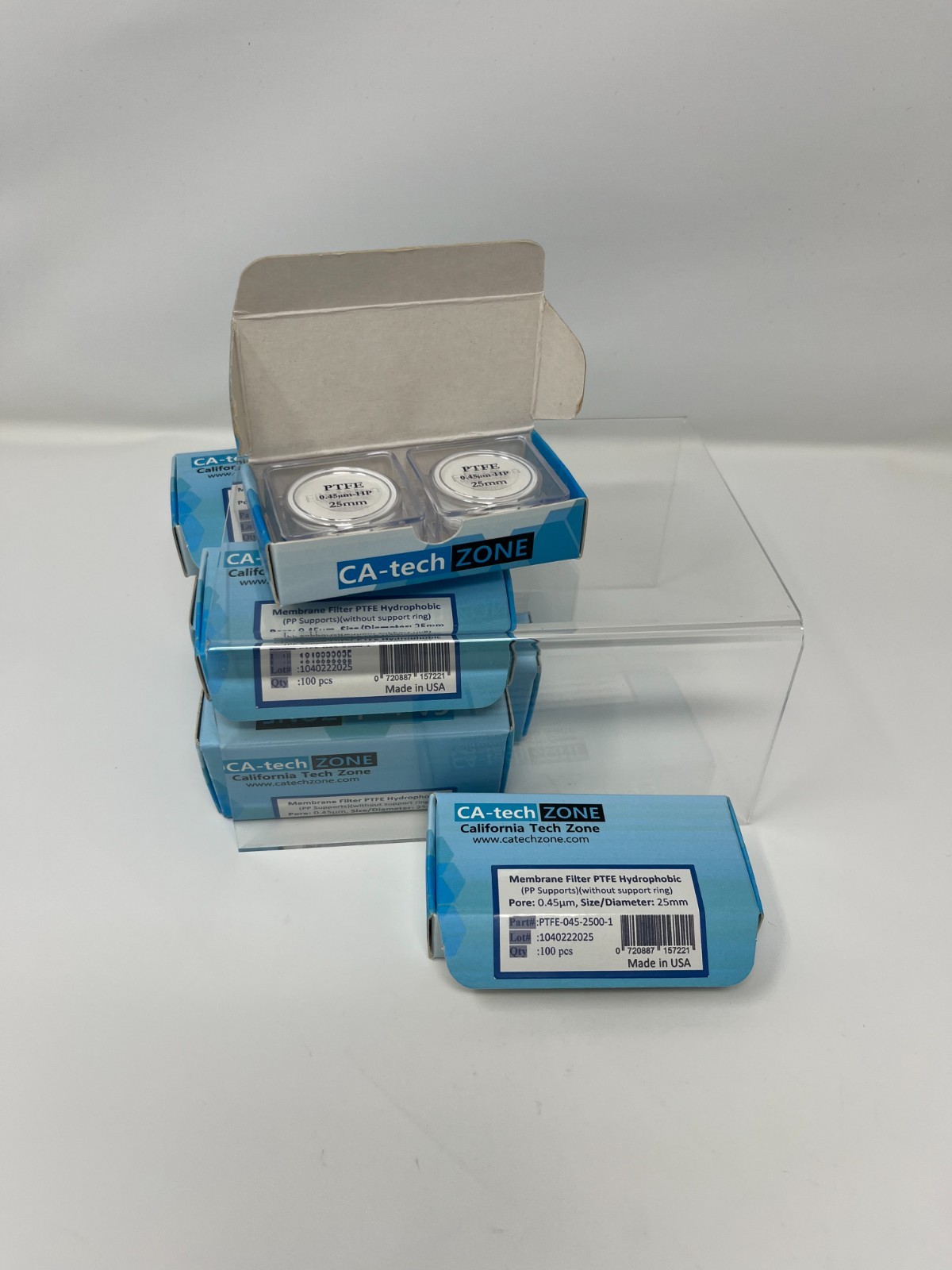 Membrane Filter PTFE Hydrophobic(PP Supports)(without ring)0.45μm; 25mm(100/pk)