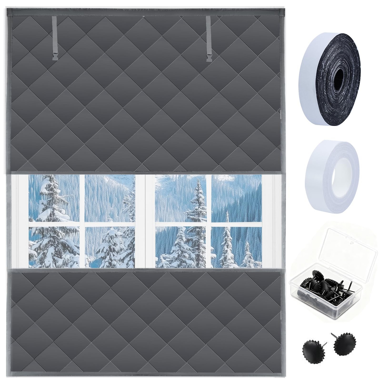 Visible Thermal Window Insulation Kit for Winter, Winterizing 63″x47″, Gray