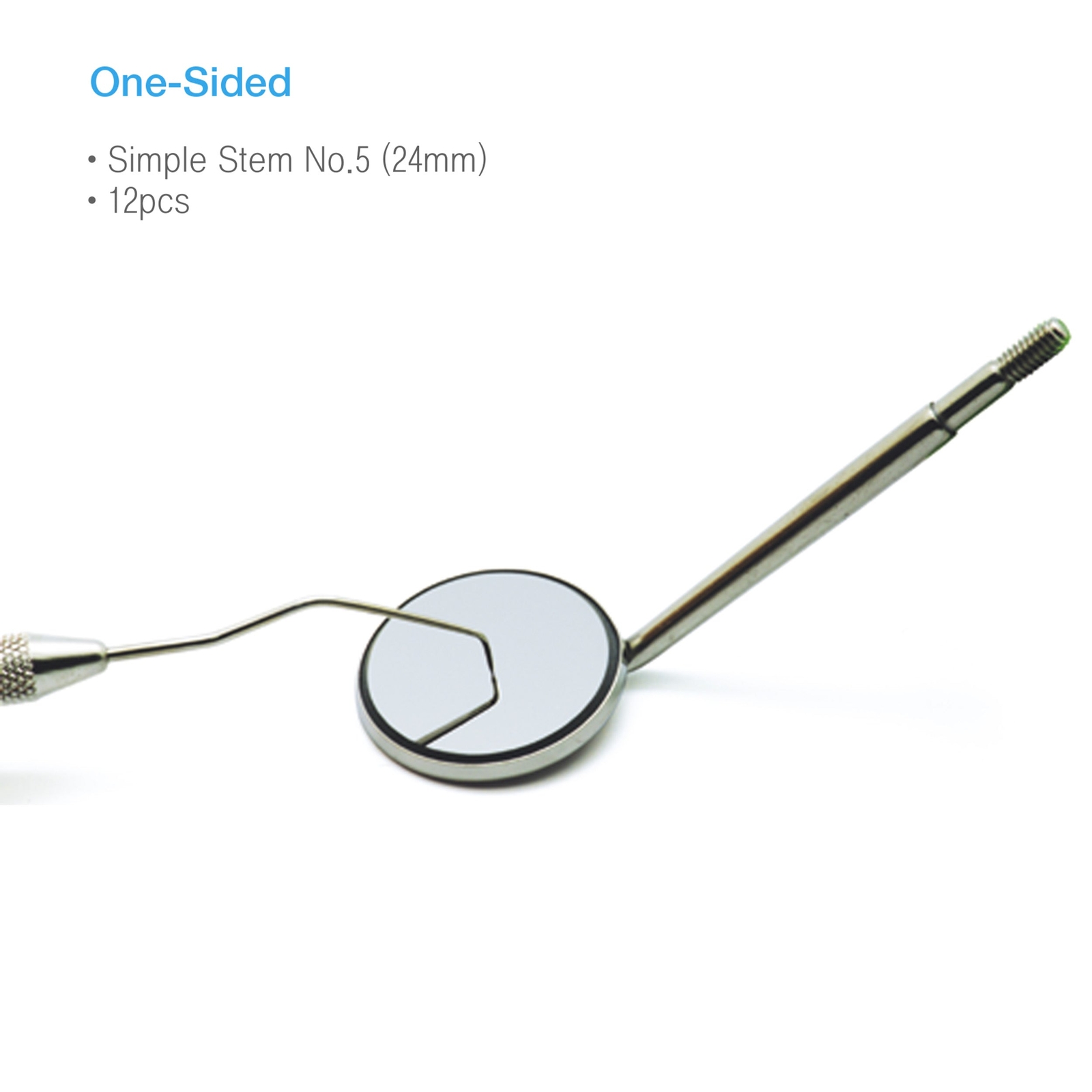 Mouth Mirror Front Surface, Simple Stem No. 5, 24mm dia, 12/Box (#804)