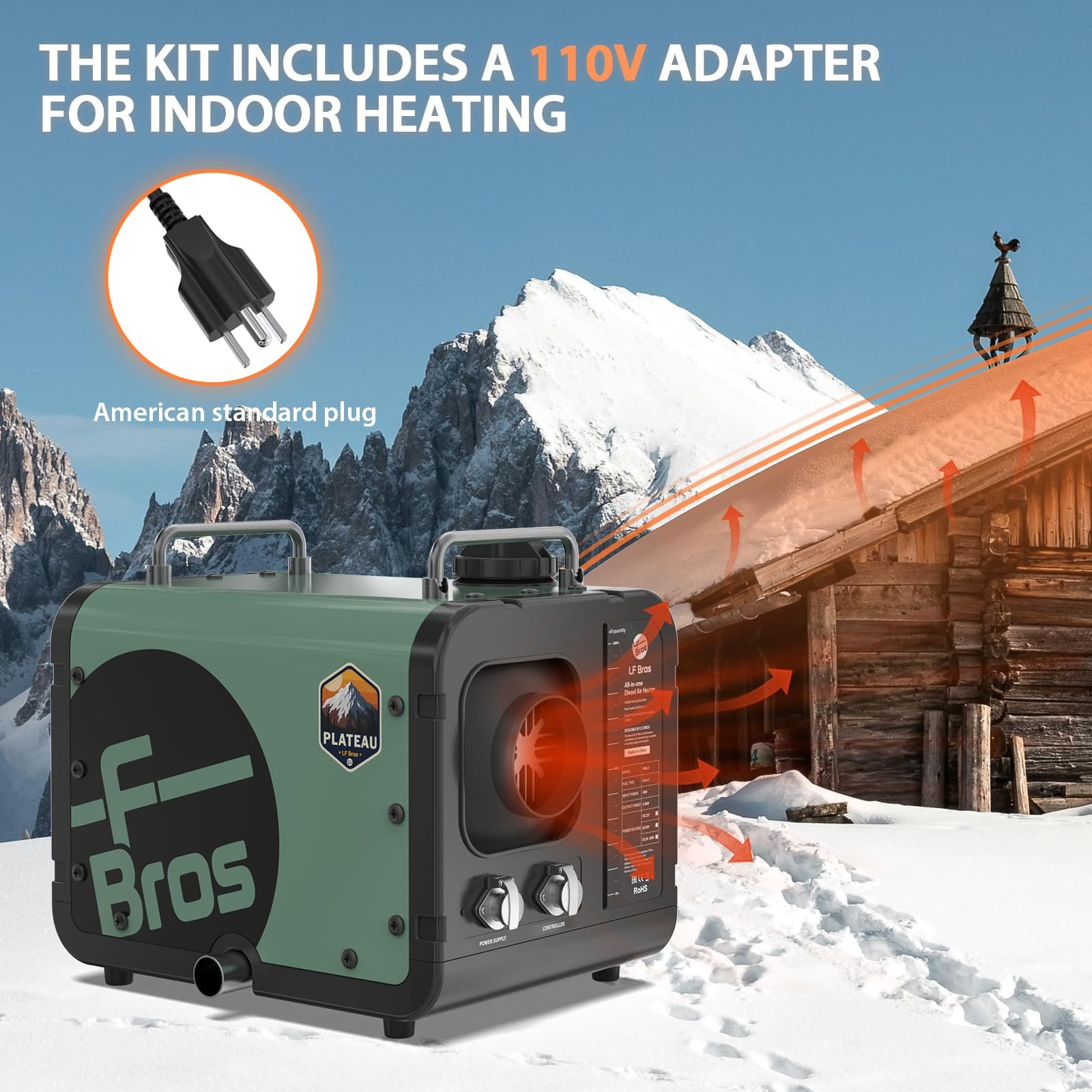 LF Bros 110V/12V 5KW All-in-1 Diesel Heater, 5L Air Diesel Parking Space Heat…
