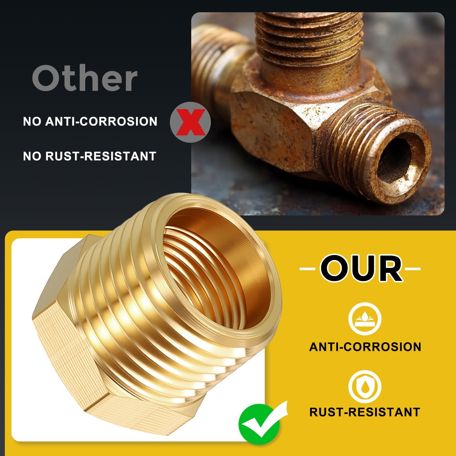 METALLIXITY 10PCS 1/2″ Male NPT to 1/4″ FeMale NPT, Brass Pipe Fittings