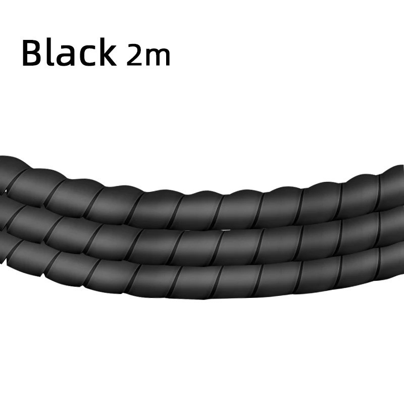 2m Spiral Cable Wire Protector Wrapping Sleeve Line Organizer Tube Cover Plastic