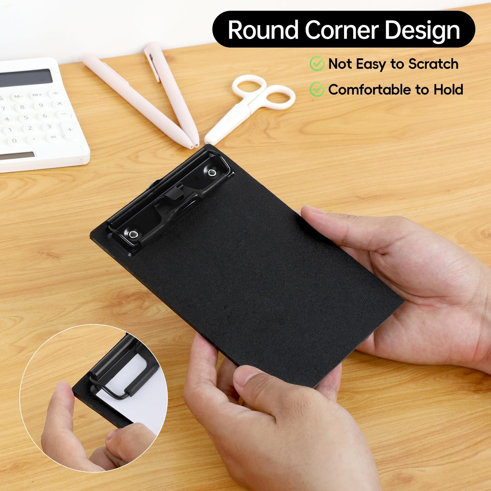 Mini Clipboard 4×6 Inch with Pen Holder 2 Pack Small Clipboards with Low Profile