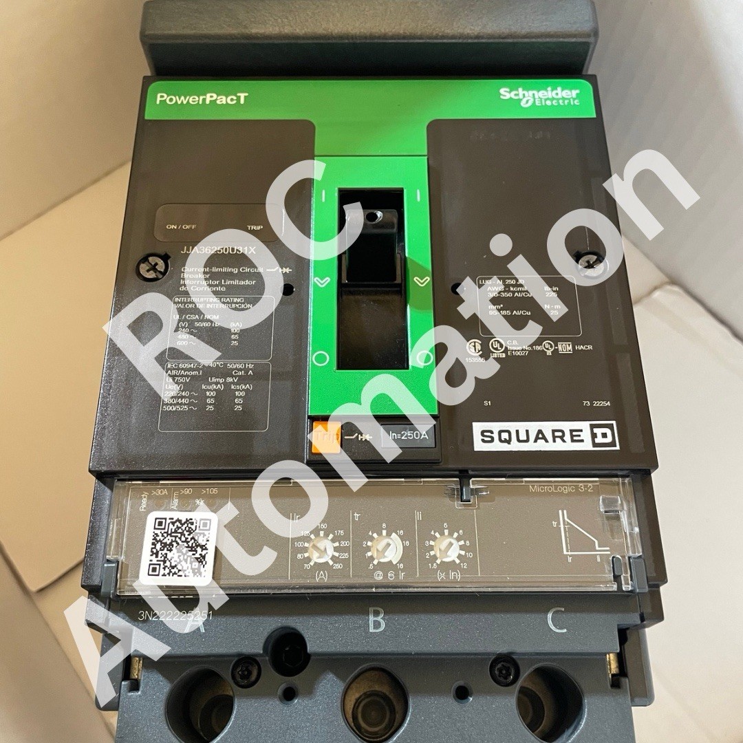 Surplus Pre-owned Square D JJA36250U31X -3P 600V 250A 65K I-Line Circuit Breaker