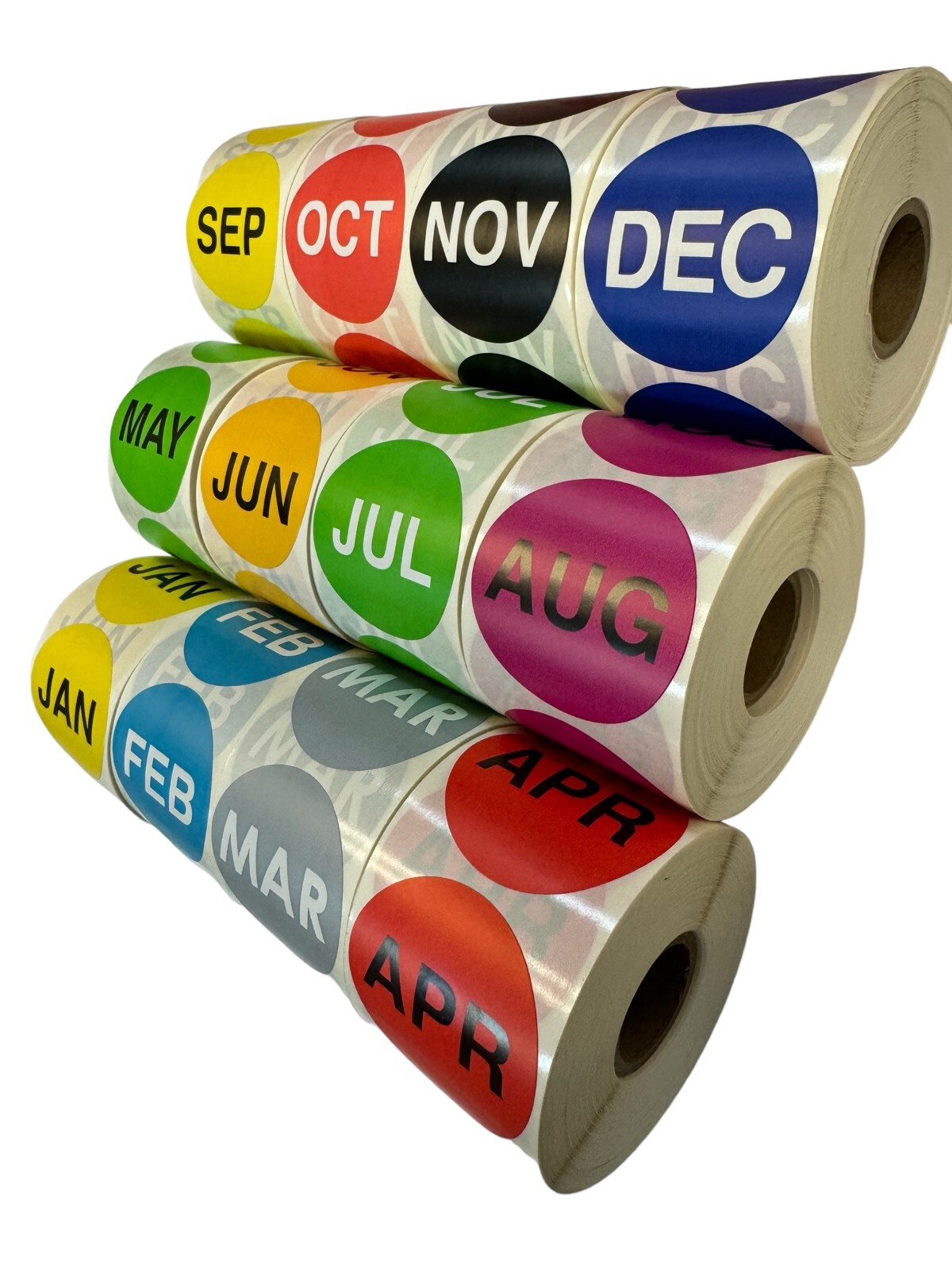 All 12 Months of the Year Inventory 2″ Labels | 12 Rolls 500/Roll (6000 Total)