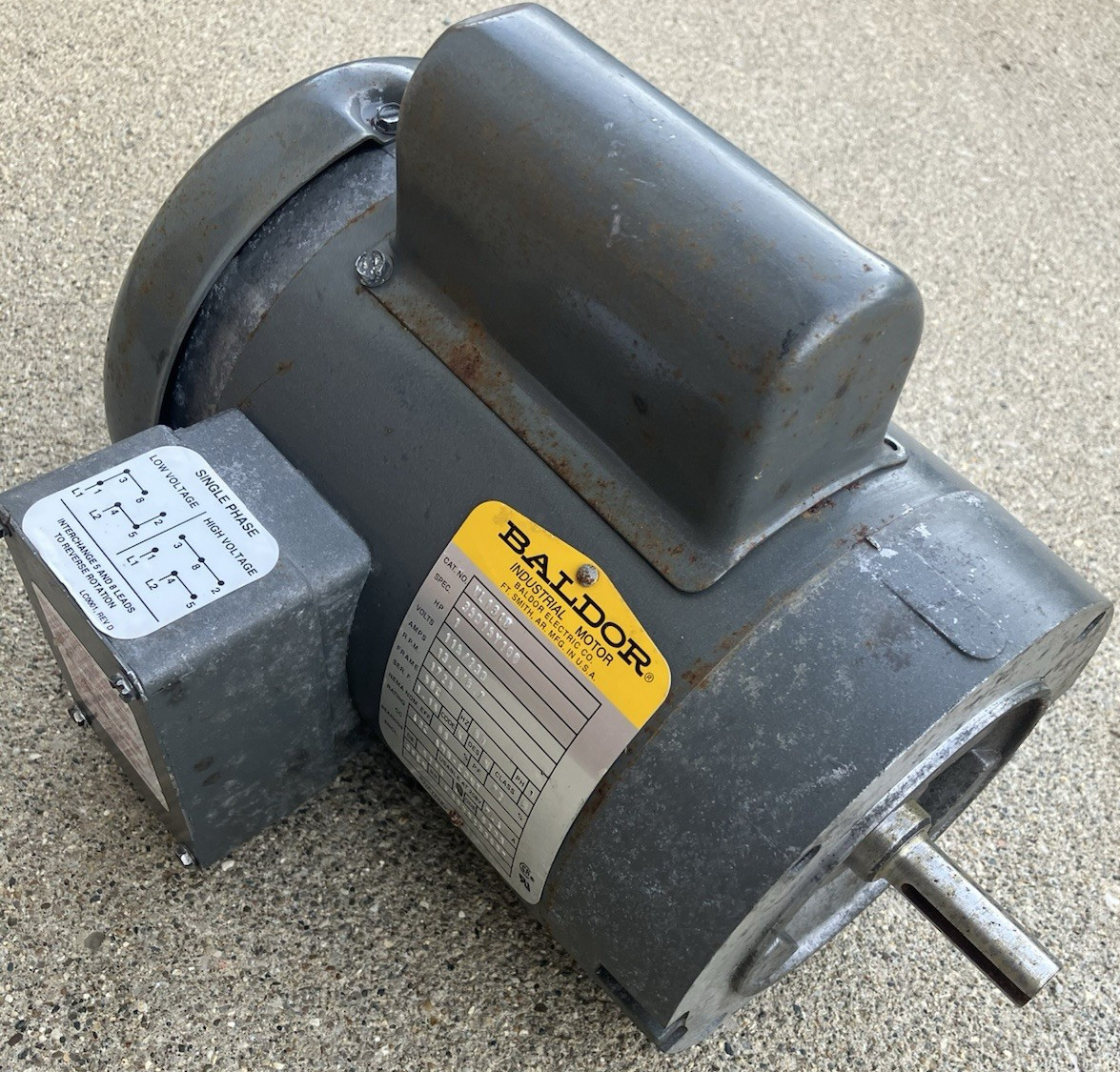 Baldor VL1310 Electric Motor 1 hp 1725 RPM 56C Frame Single Phase