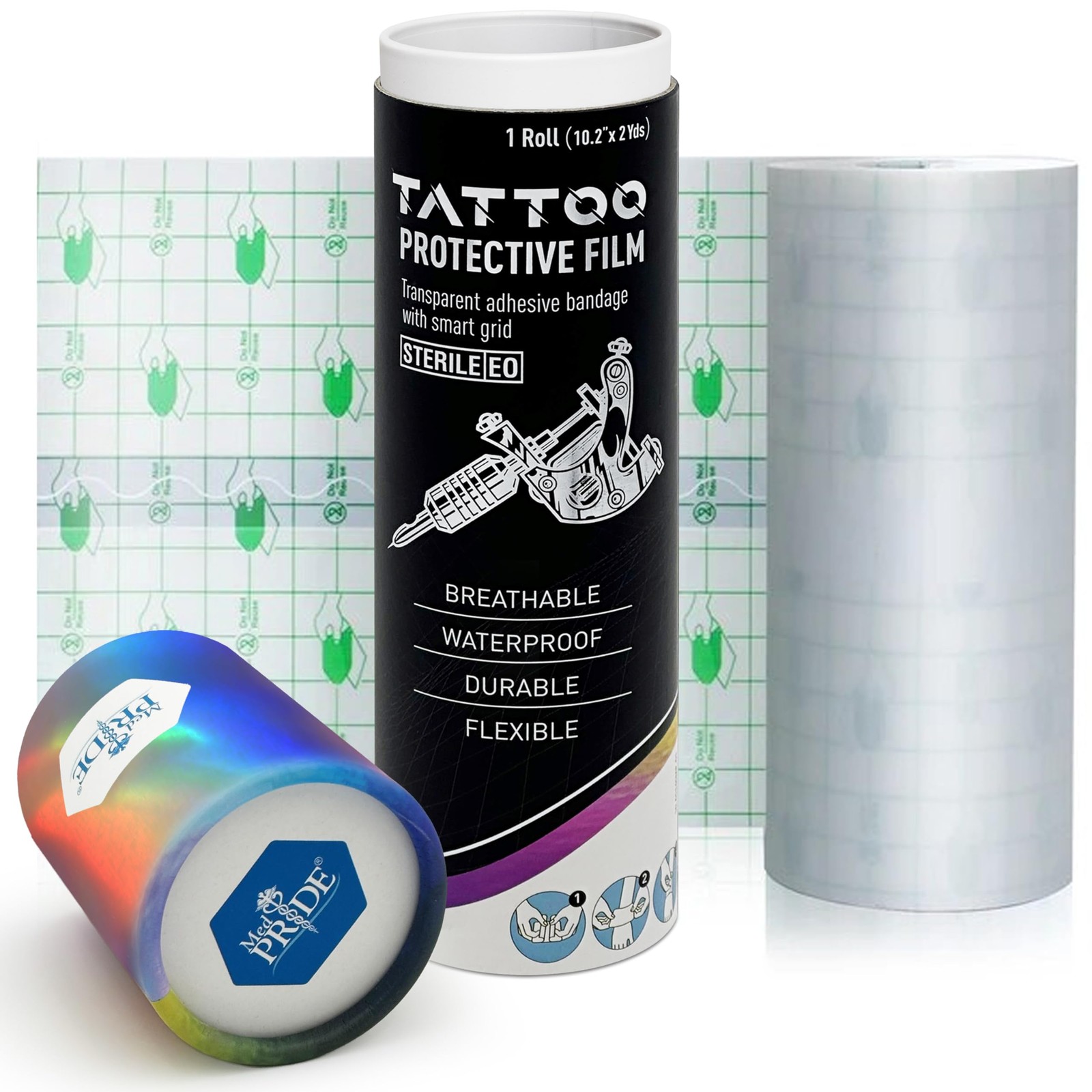 MED PRIDE Breathable Tattoo Protection Film, 10.2” X 2 Yards, Transparent