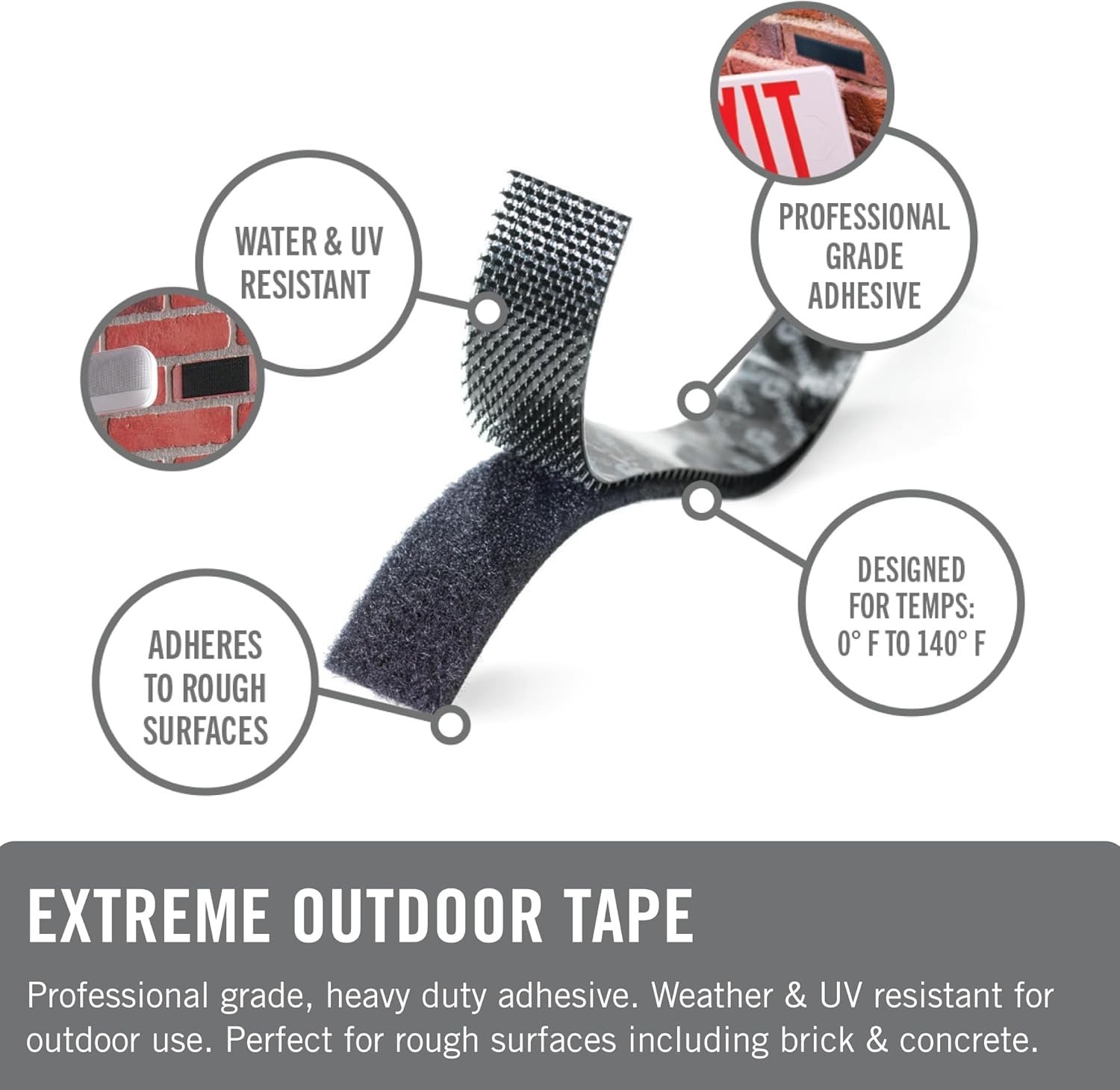 VELCRO Brand Extreme Outdoor Double Sided Mounting Tape | 14ft x 1in, Black