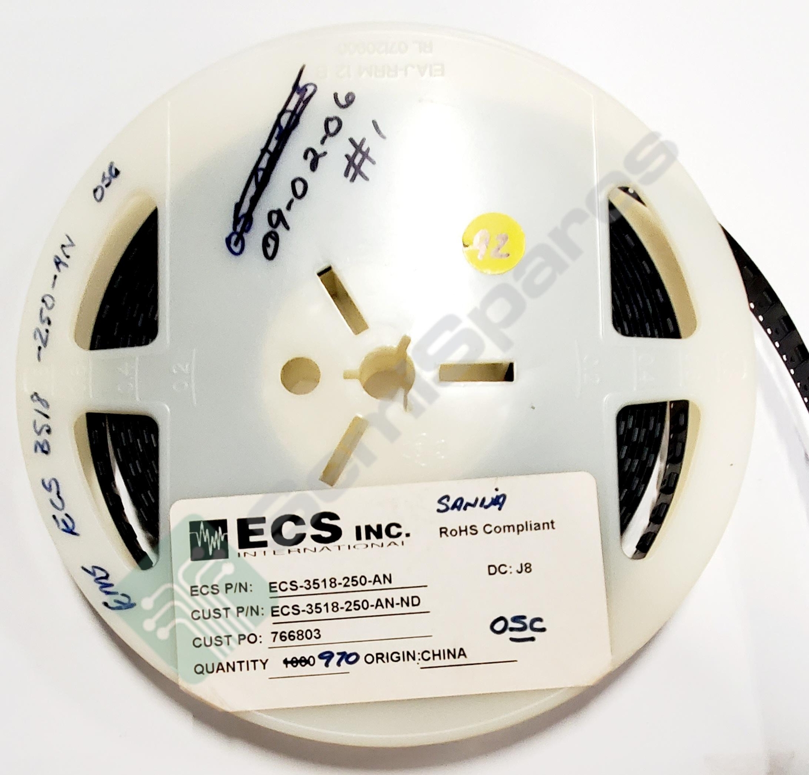 ECS INC. ECS-3518-250-AN XTAL OSC XO 25.000MHZ HCMOS SMD, 900 pcs.