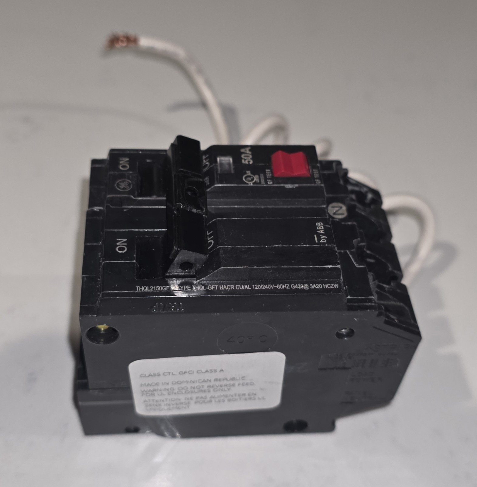GE 50 Amp 240V Double Pole Ground Fault Breaker with Self-Test THQL2150GFT2P
