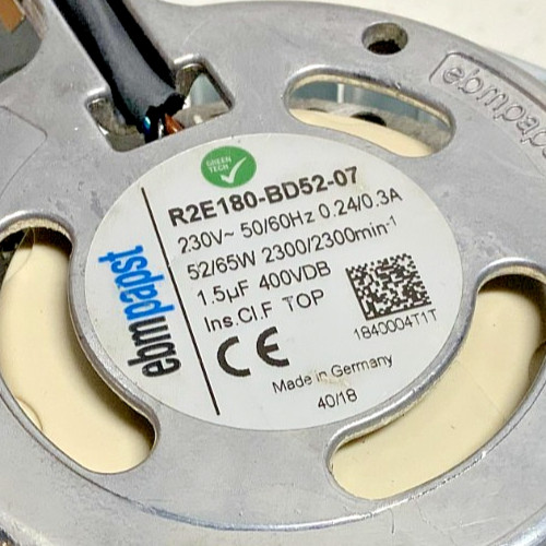 New Memmert E06298 Cooling Fan Motor P/N: E0R2E180-BD52-07 230V .24/.3A 52/65W