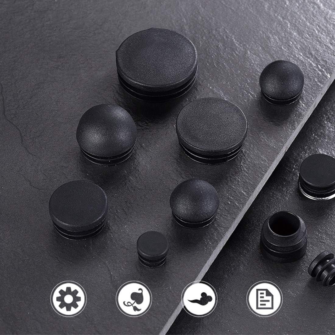 4PCS 45mm 1 3/4 Inch Round Plastic Plug, Round Black Plastic End Cap, Pipe Tu…