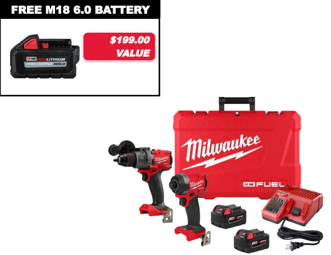 Milwaukee 3697-22×6 M18 FUEL 18V 2-Tool Combo Kit w/ 6AH Battery