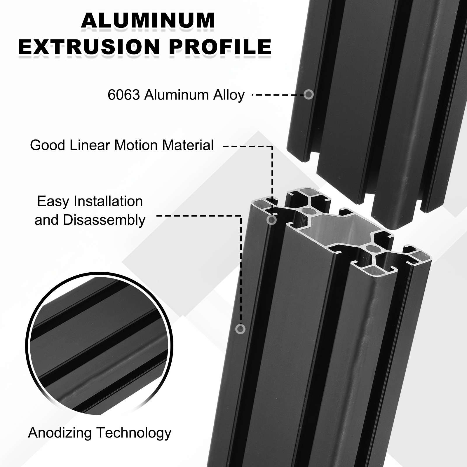 2 Pcs 200mm 4080 Aluminum Extrusion Profile INDUSTRIAL Anodized Linear Rail