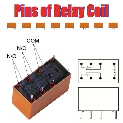 Coil DPDT PCB Power Relay DC 12V 8 Pins Mini Power Relay PCB Rel Color: DC 12V