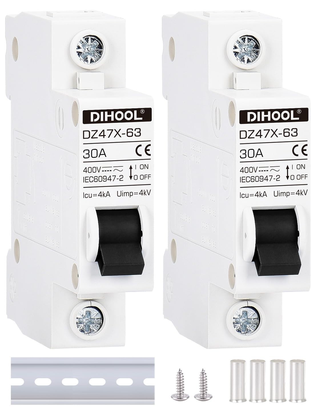 AC/DC Miniature Circuit Breakers 30 Amp, Quick Trip Solar Disconnect Switch Pack