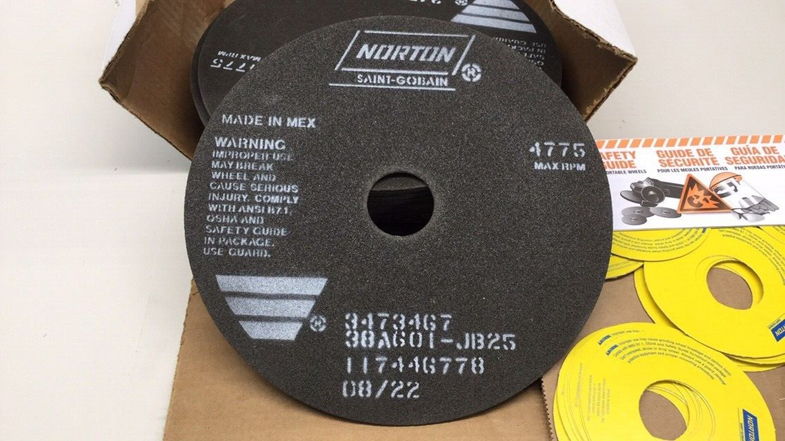 Norton 66253000267 Cutoff Wheel 8 x 0.60 x 1-1/4 38A601-JB25/3473467(Pack of 25)