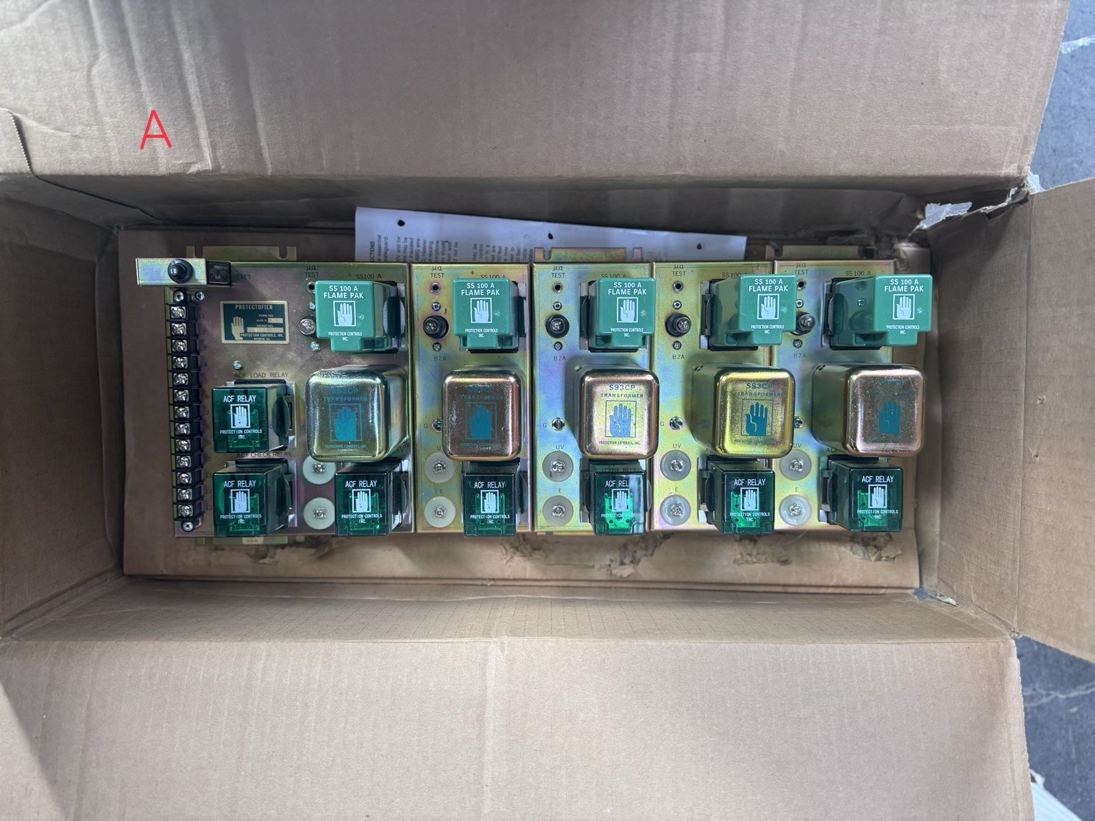 (4 ) Protection Controls PROTECTOFIER. ACF RELAY, SS 100 A FLAME PAK, and S93CP.