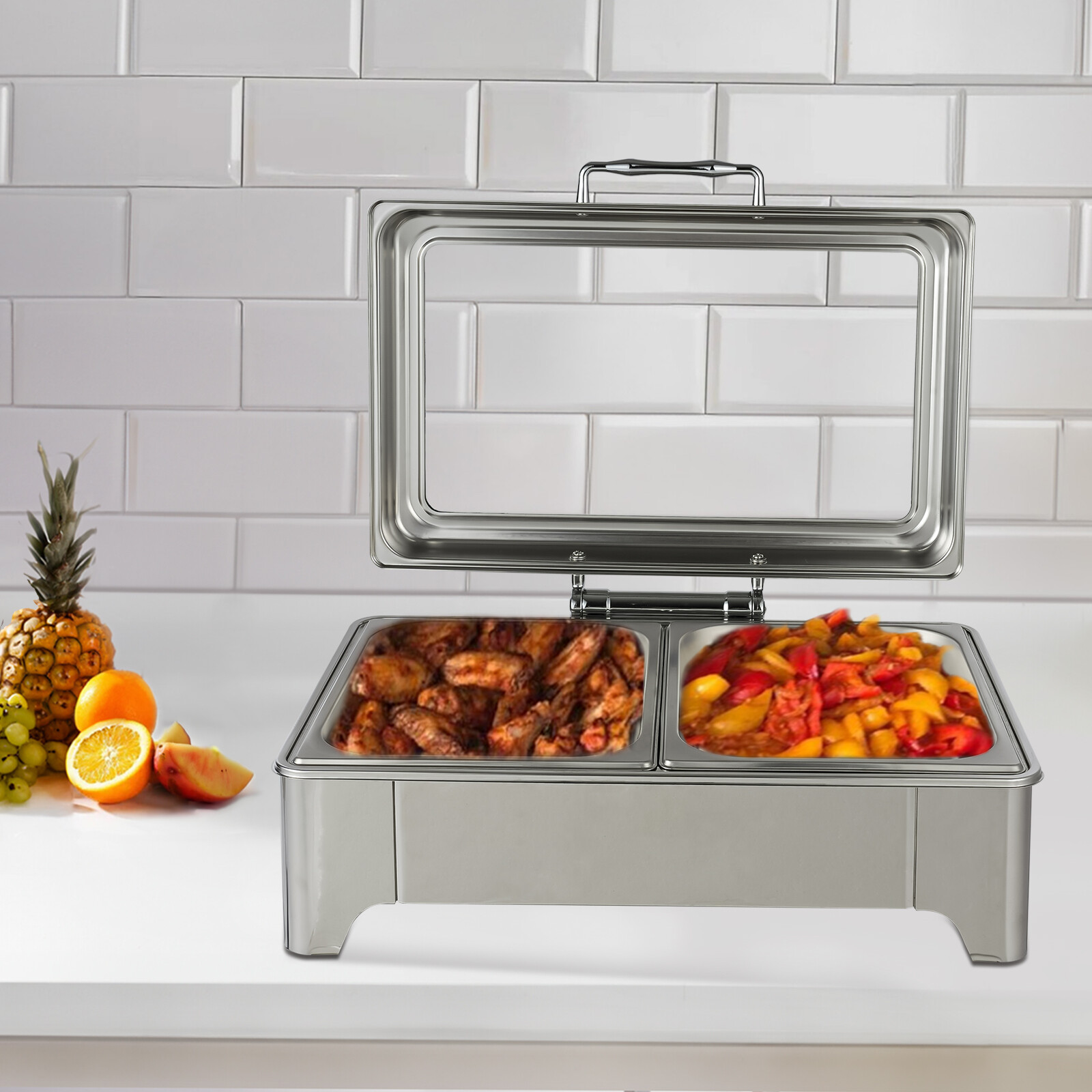 400W Electric Chafing Dish Buffet Catering Server Stainless Steel Food Warmer