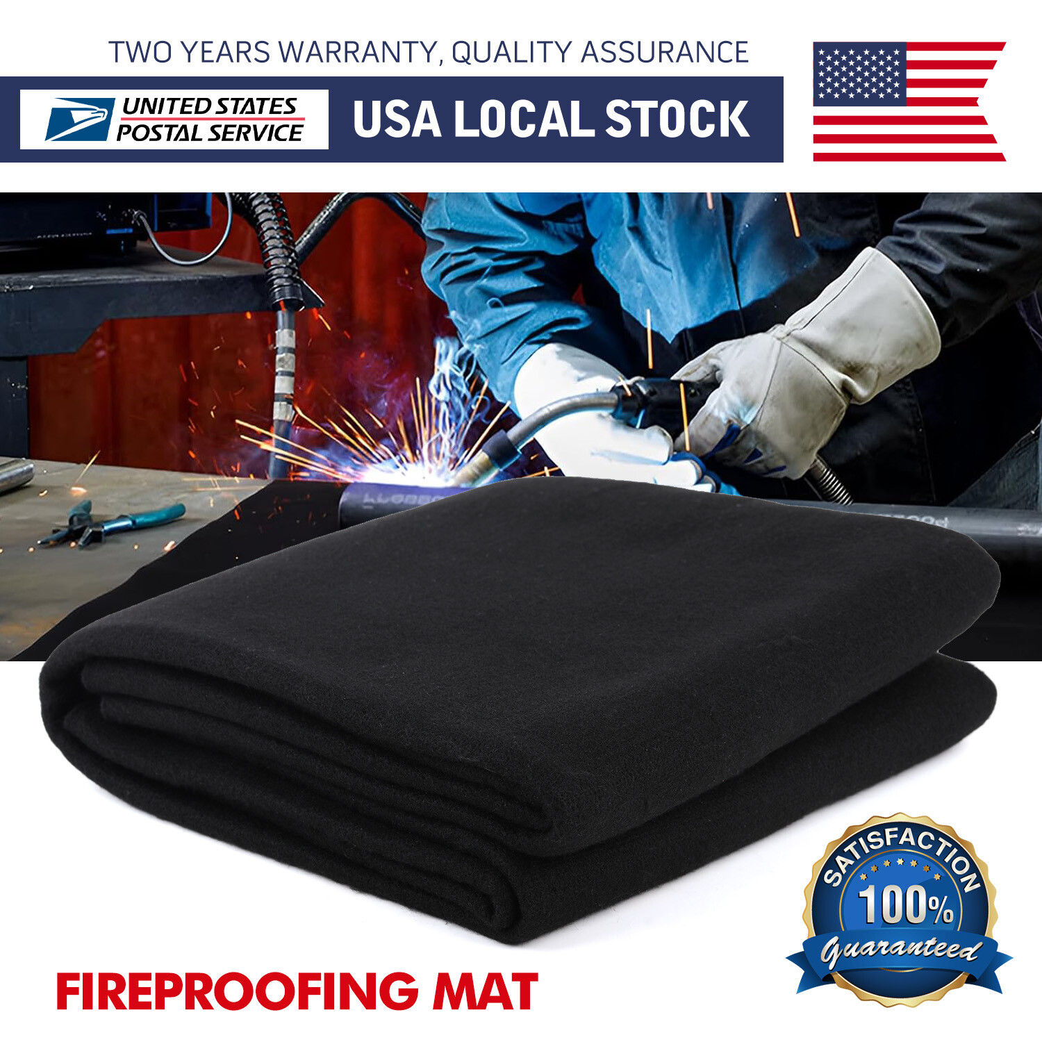 40″x40″ Welding Blanket Fireproof Flame Carbon Felt for Welders Retardant Fabric