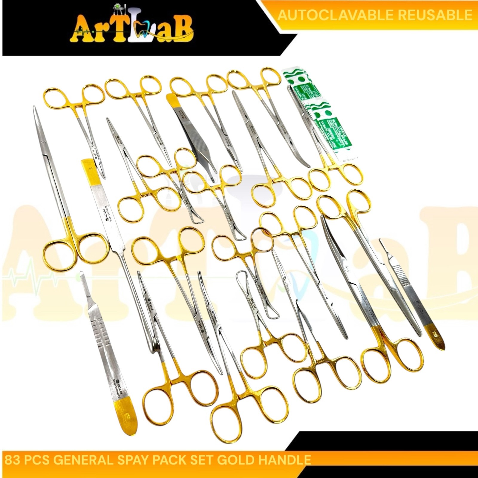 SPAY PACK KIT GERMAN PREMIUM QUALITY 101 PCS VETERINARY DENTAL SURGICAL TOOLS