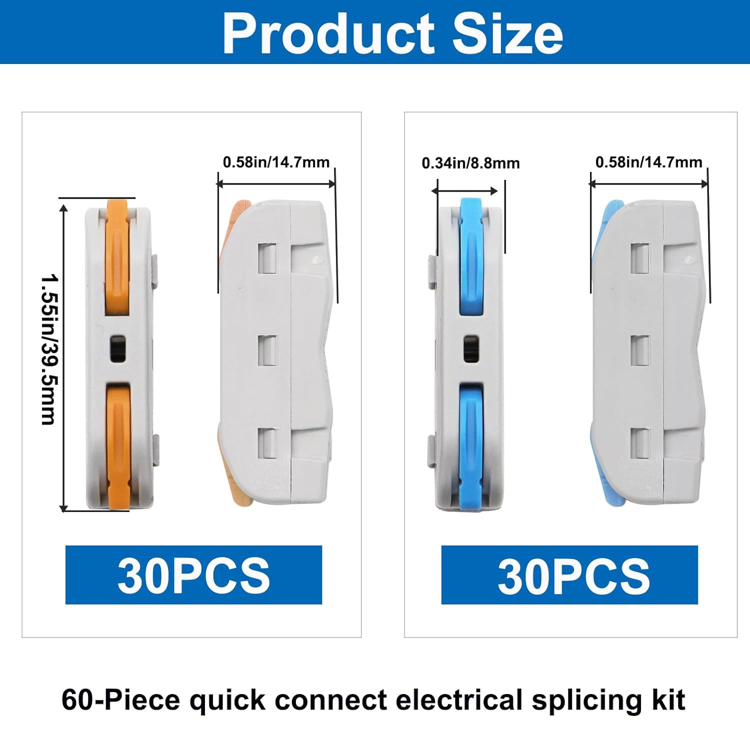 60PCS Lever Wire Connectors AWG28-12, Quick Connect Electrical Splicing