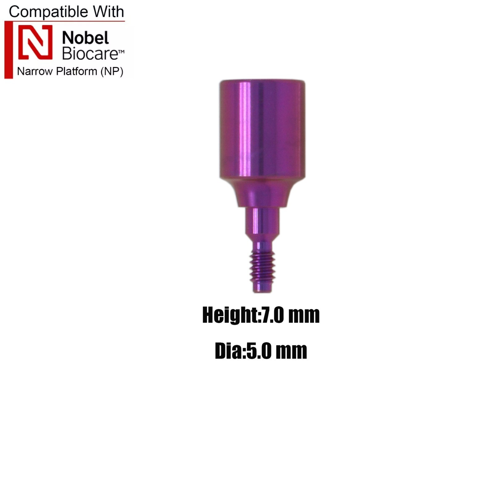 5Pcs Dental Healing Abutment Cap NP Internal conical Fits Nobel Biocare Ø3.6/5mm