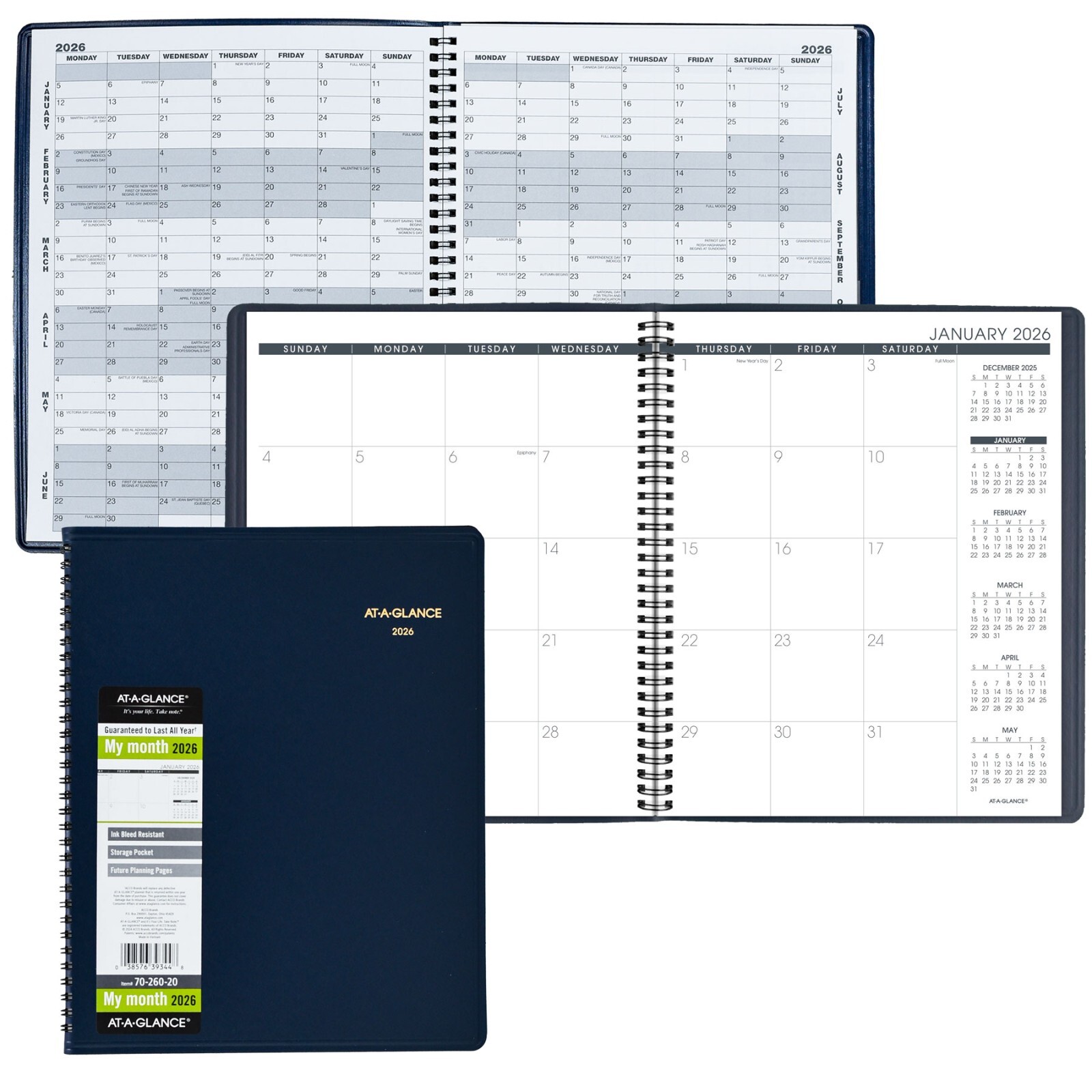 2026 At-A-Glance 70-260-20 15-Month Monthly Planner, 9 x 11″, Navy Cover