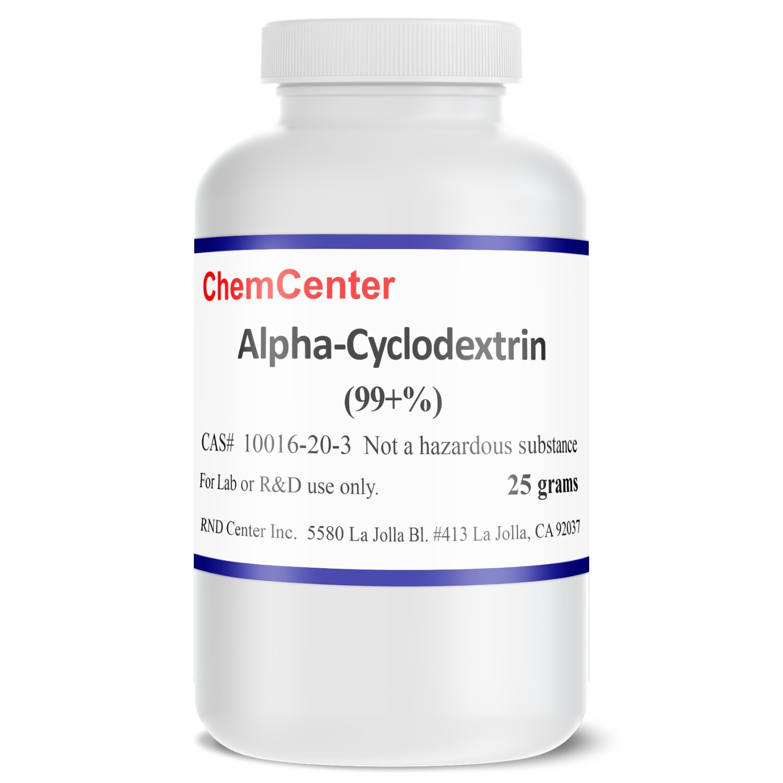 Alpha – Cyclodextrin, High Purity Powder, 25 grams