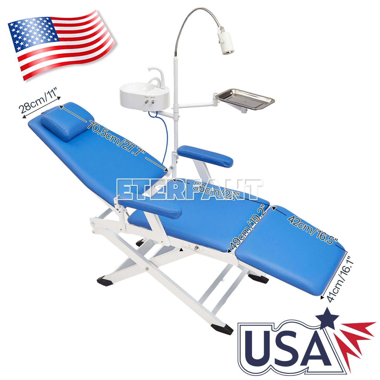 Portable Dental Folding Chair+Exam LED Light/6 LED Shadowless Oral Lamp Light