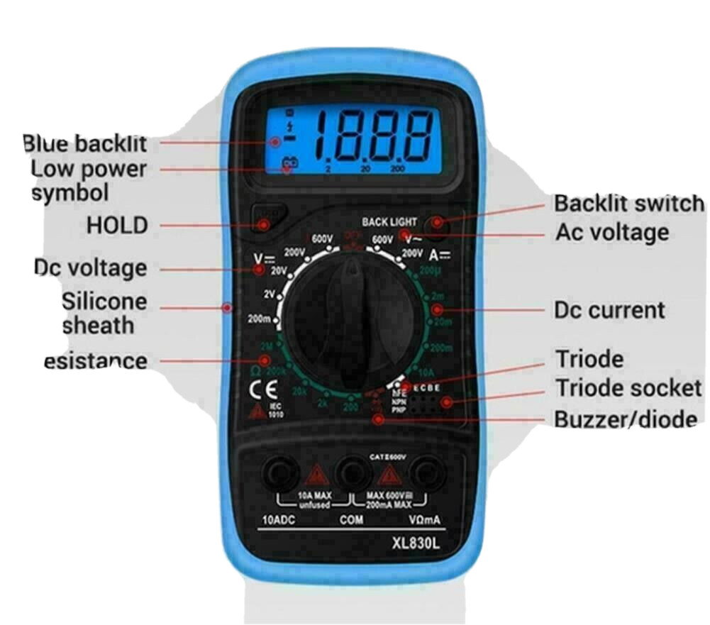 Digital Multimeter XL830L, AC DC Voltmeter Ohmmeter Voltage Tester – 2 Pack